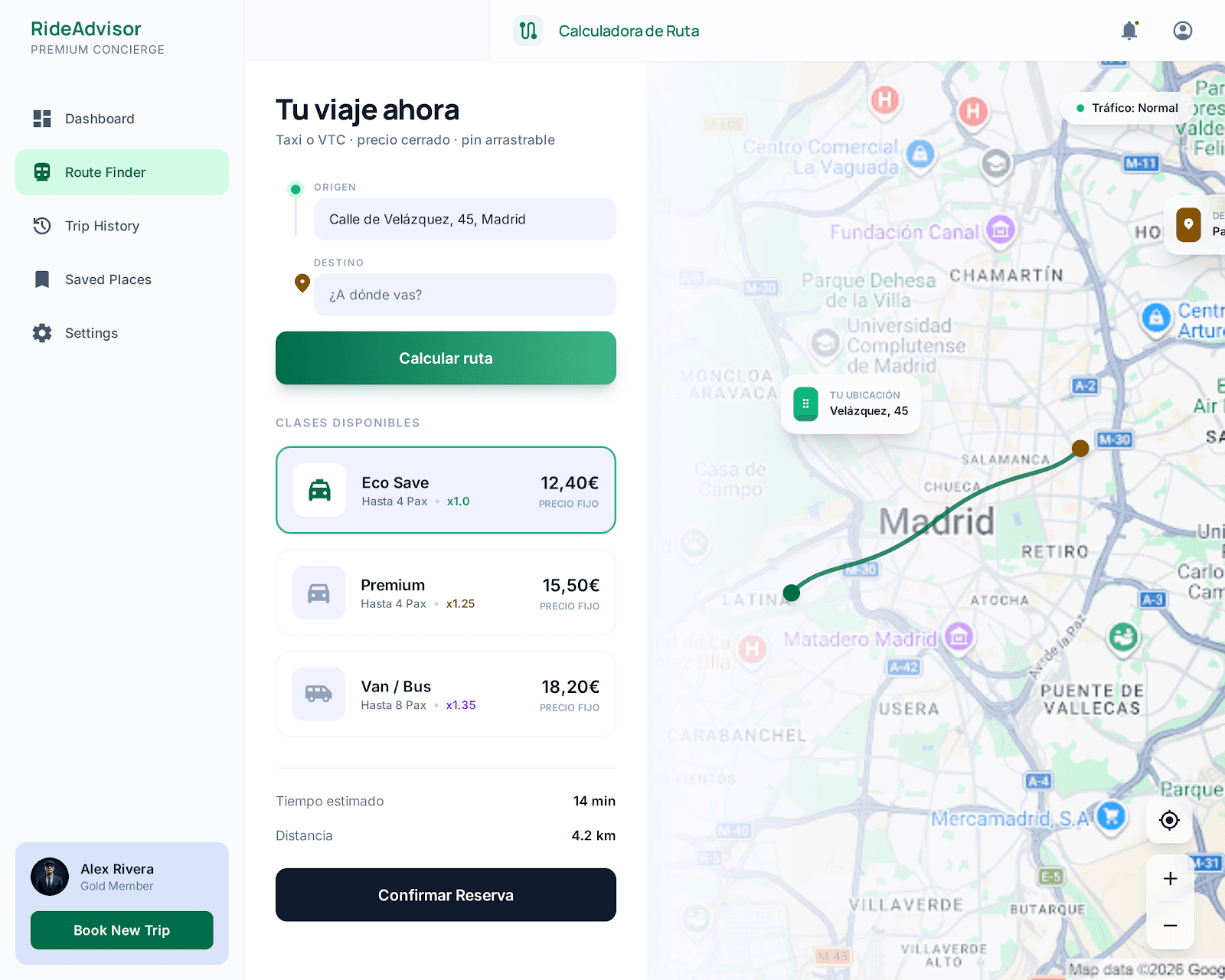 Simulacion de compra de ruta urbana en Madrid